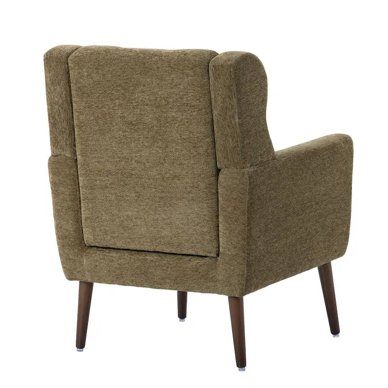 Olive Green 24.21 Button Tufted Arm Chair with Wood Legs