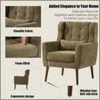 Olive Green 24.21 Button Tufted Arm Chair with Wood Legs
