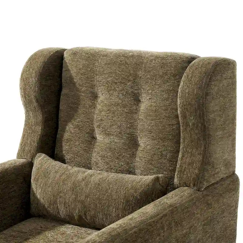 Olive Green 24.21 Button Tufted Arm Chair with Wood Legs
