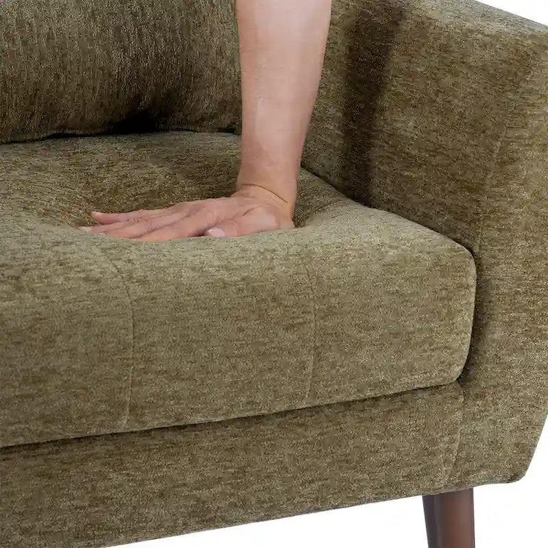 Olive Green 24.21 Button Tufted Arm Chair with Wood Legs
