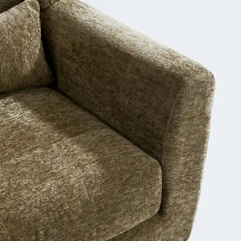 Olive Green 24.21 Button Tufted Arm Chair with Wood Legs