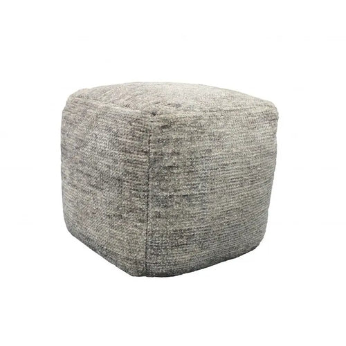 18 Gray Wool Cube Pouf Ottoman