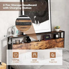Full/Queen Industrial Platform Bed Frame with Drawer Storage