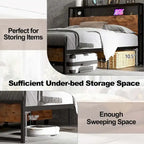 Full/Queen Industrial Platform Bed Frame with Drawer Storage