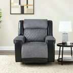 39 Black And Gray Faux Leather And Fabric Manual Recliner