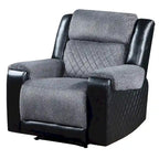 39 Black And Gray Faux Leather And Fabric Manual Recliner
