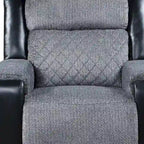 39 Black And Gray Faux Leather And Fabric Manual Recliner