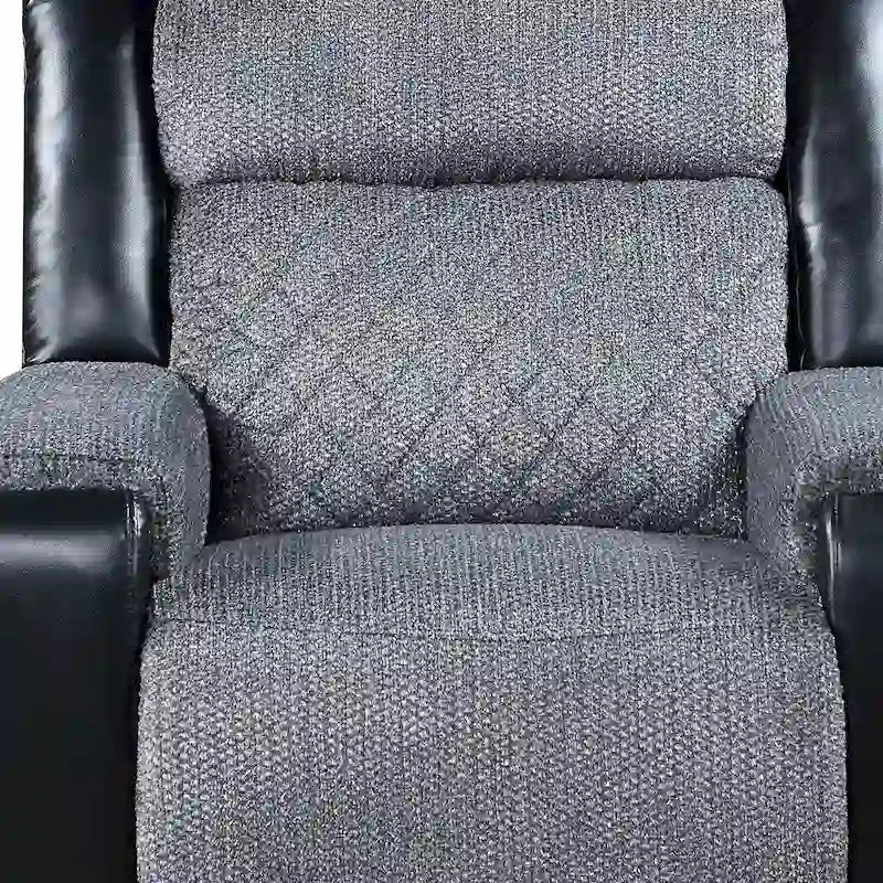 39 Black And Gray Faux Leather And Fabric Manual Recliner