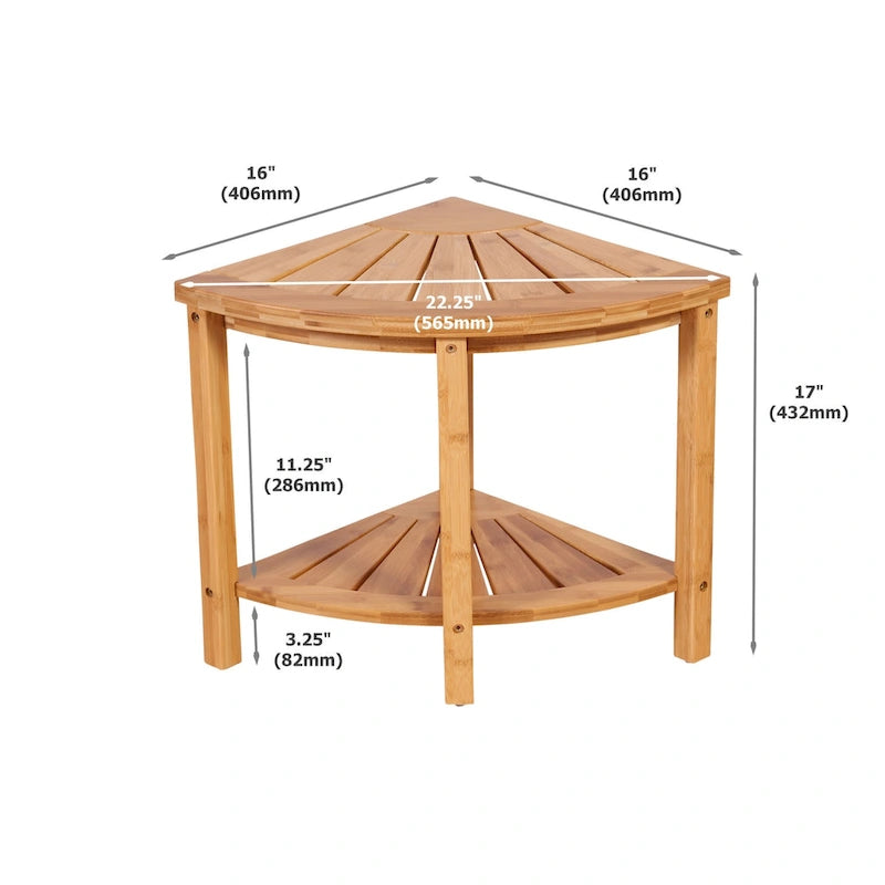 Solid Bamboo Spa Style Corner Bench