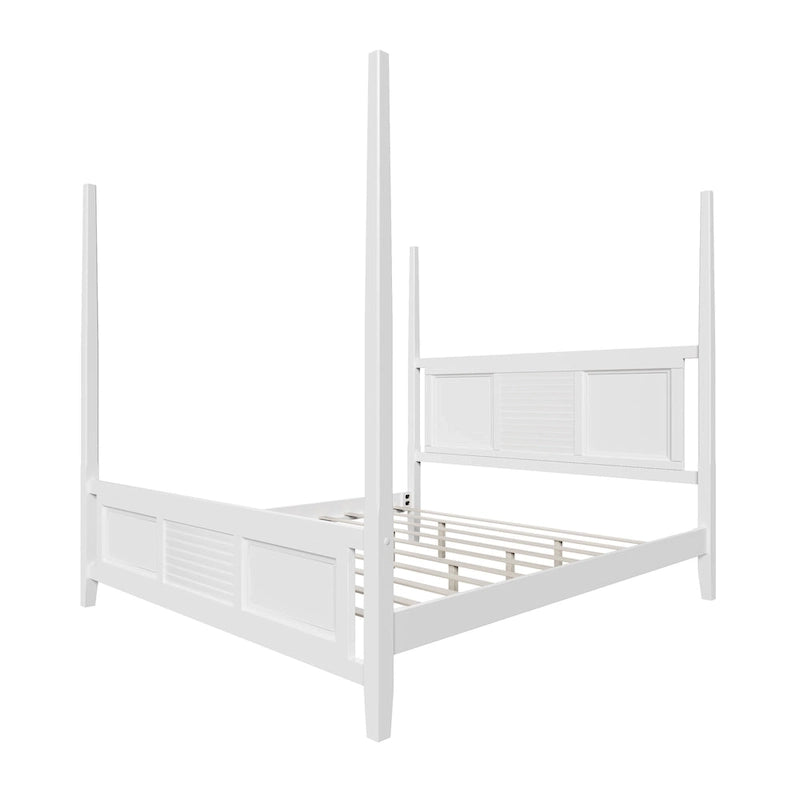 King Size Solid Pine Four-Poster Bed with 75 Tall Traditional Canopy Bed Frame