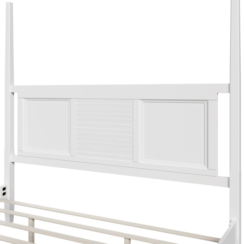 King Size Solid Pine Four-Poster Bed with 75 Tall Traditional Canopy Bed Frame