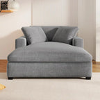 Gray Modern 53.5 Chaise Lounge Chair with Solid Wood Legs and Pillows for Living Room