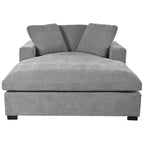 Gray Modern 53.5 Chaise Lounge Chair with Solid Wood Legs and Pillows for Living Room