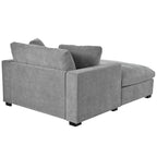 Gray Modern 53.5 Chaise Lounge Chair with Solid Wood Legs and Pillows for Living Room