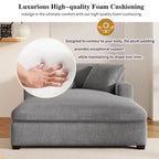 Gray Modern 53.5 Chaise Lounge Chair with Solid Wood Legs and Pillows for Living Room