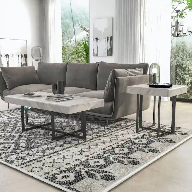 Contemporary Steel 2-Piece Storage Coffee Table