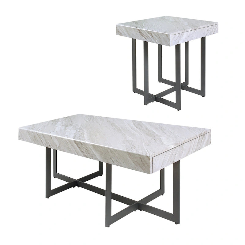 Contemporary Steel 2-Piece Storage Coffee Table