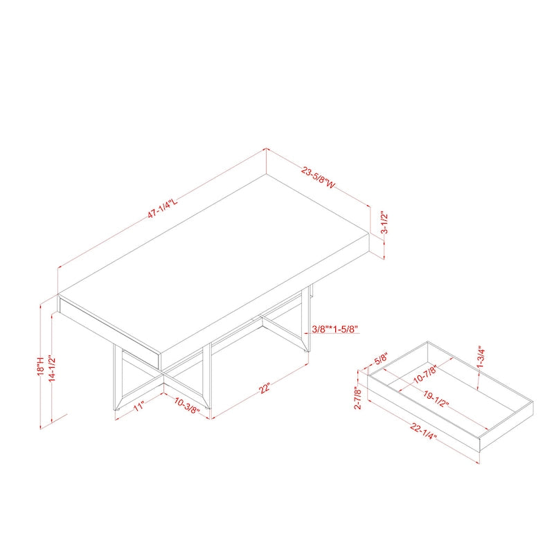 Contemporary Steel 2-Piece Storage Coffee Table