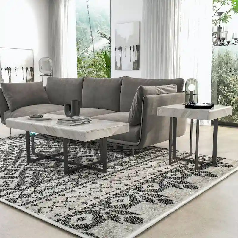 Contemporary Steel 2-Piece Storage Coffee Table