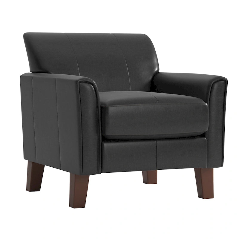 Modern Accent Chair with Flared Arms and Wood Grain Feet