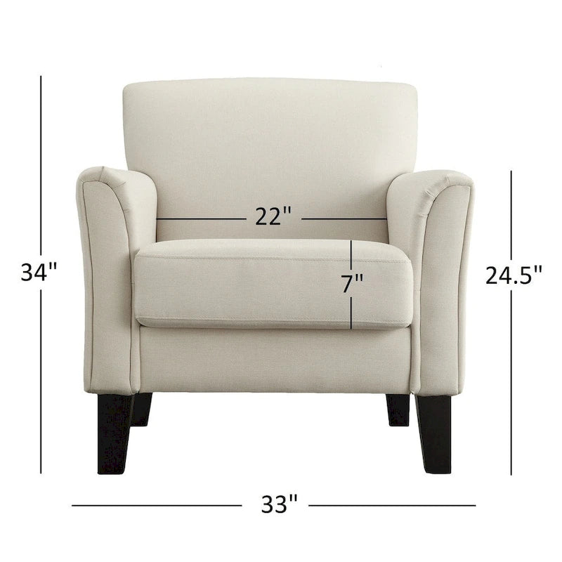 Modern Accent Chair with Flared Arms and Wood Grain Feet