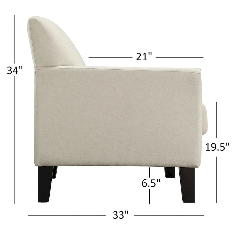 Modern Accent Chair with Flared Arms and Wood Grain Feet