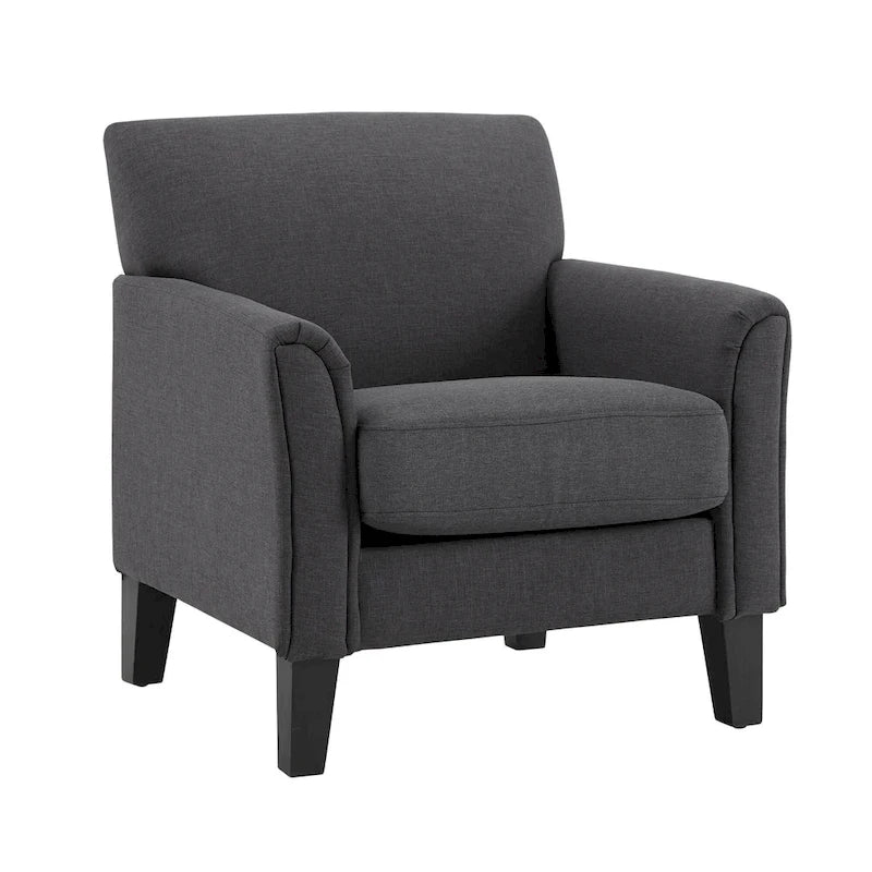 Modern Accent Chair with Flared Arms and Wood Grain Feet