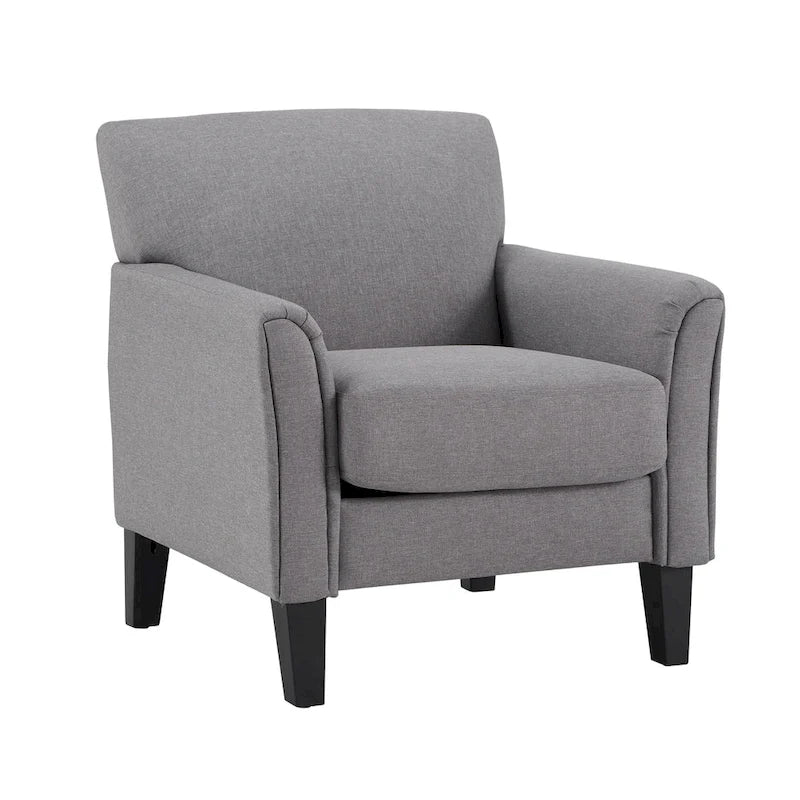 Modern Accent Chair with Flared Arms and Wood Grain Feet