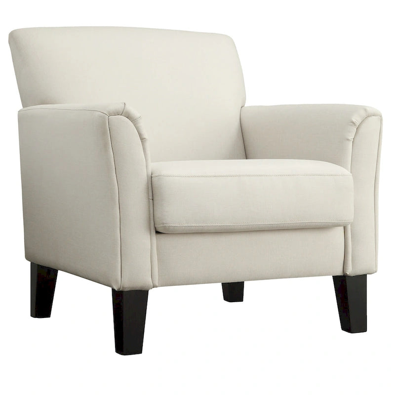 Modern Accent Chair with Flared Arms and Wood Grain Feet