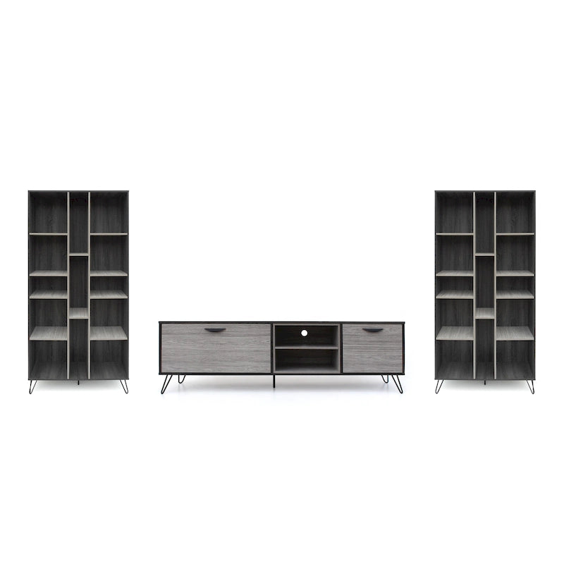 3-pc. Grey Faux Wood Entertainment Center