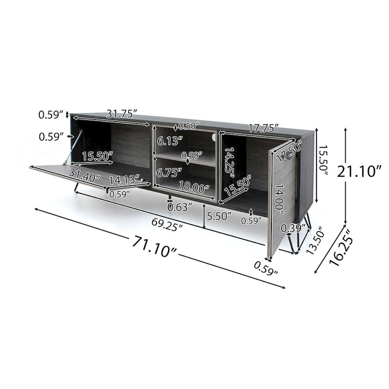 3-pc. Grey Faux Wood Entertainment Center