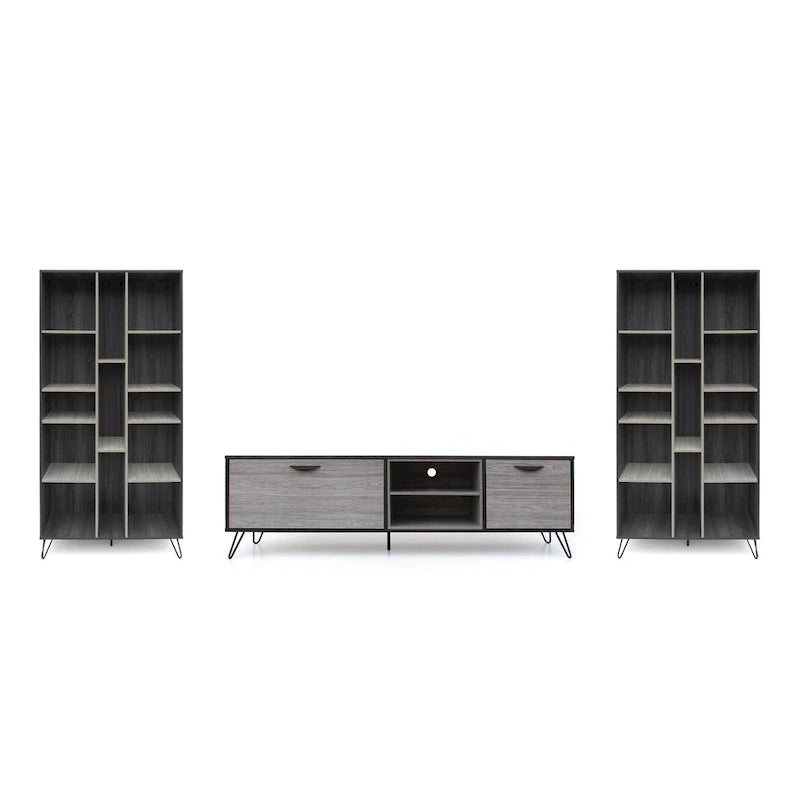 3-pc. Grey Faux Wood Entertainment Center