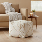 Adil 18 Wide Square Ivory Pouf by Kosas Home