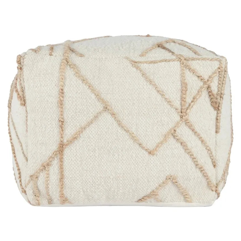 18 Wide Square Ivory Pouf
