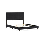 Charcoal Grey Grid-tufted Upholstered Panel Bed