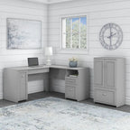 Fairview 60W L Shaped Desk and Storage Cabinet by Bush Furniture