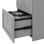 60W L Shaped Desk and Storage Cabinet with File Drawer