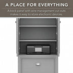 60W L Shaped Desk and Storage Cabinet with File Drawer