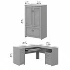 60W L Shaped Desk and Storage Cabinet with File Drawer