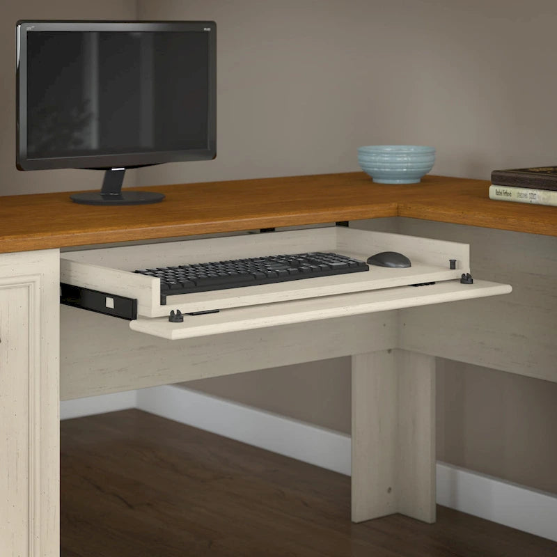 60W L Shaped Desk and Storage Cabinet with File Drawer