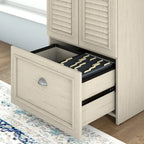 60W L Shaped Desk and Storage Cabinet with File Drawer