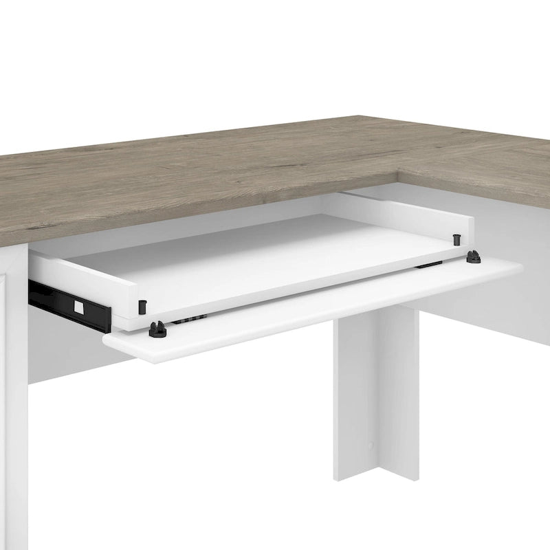 60W L Shaped Desk and Storage Cabinet with File Drawer