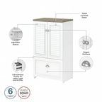 60W L Shaped Desk and Storage Cabinet with File Drawer