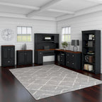 60W L Shaped Desk and Storage Cabinet with File Drawer