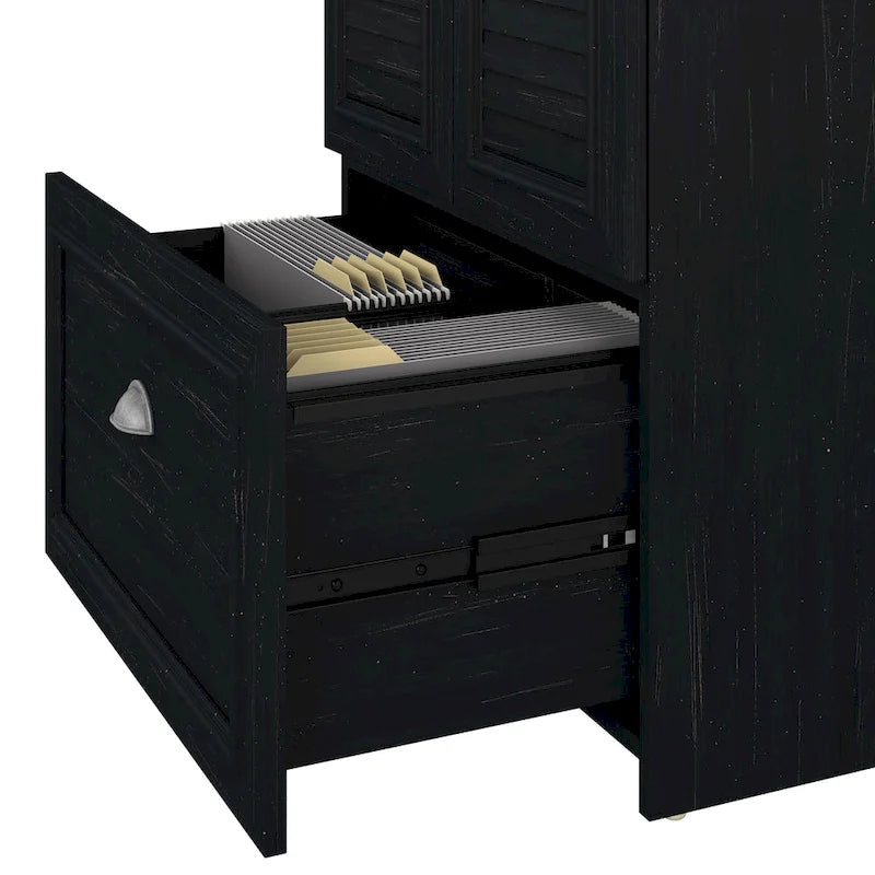 60W L Shaped Desk and Storage Cabinet with File Drawer