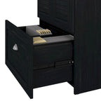 60W L Shaped Desk and Storage Cabinet with File Drawer