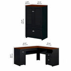 60W L Shaped Desk and Storage Cabinet with File Drawer
