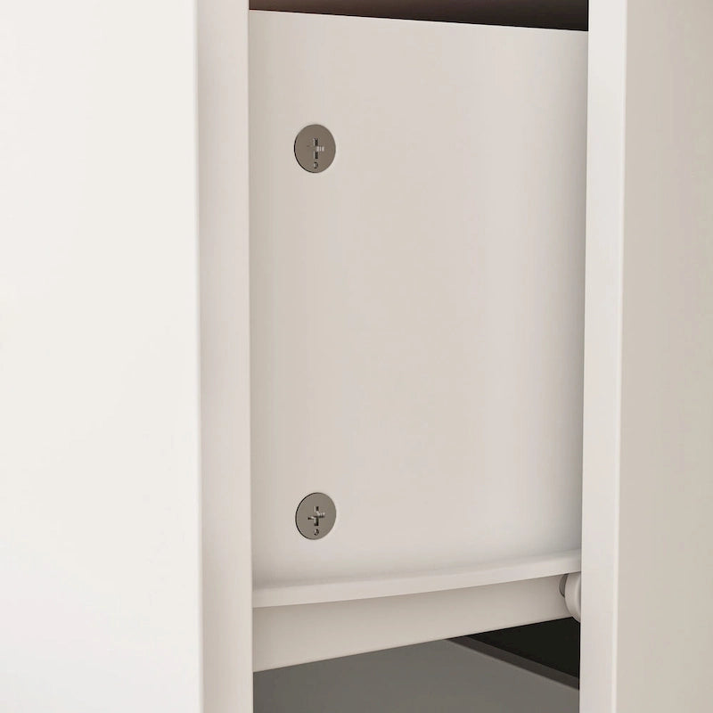 Wardrobe Armoire Wooden Closet with Mirror Storage Cubes Hanging Rod