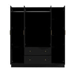 Wardrobe Armoire Wooden Closet with Mirror Storage Cubes Hanging Rod