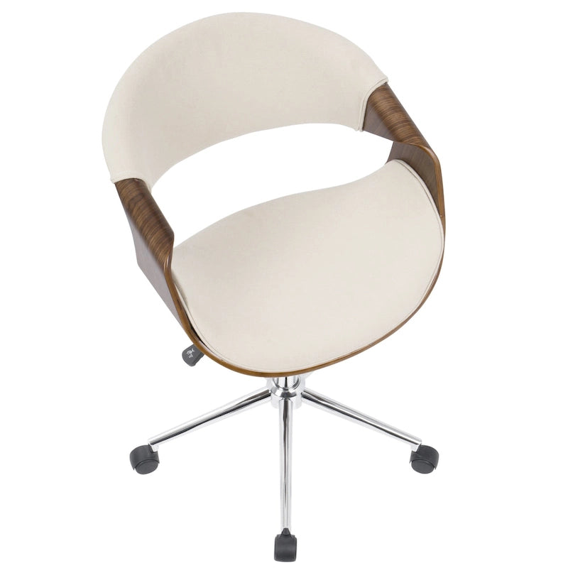 Mid-century Modern Walnut Wood Office Chair